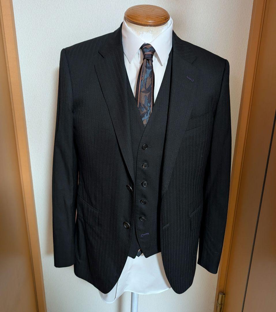 paul smith ブラックストライプスーツ3ピース