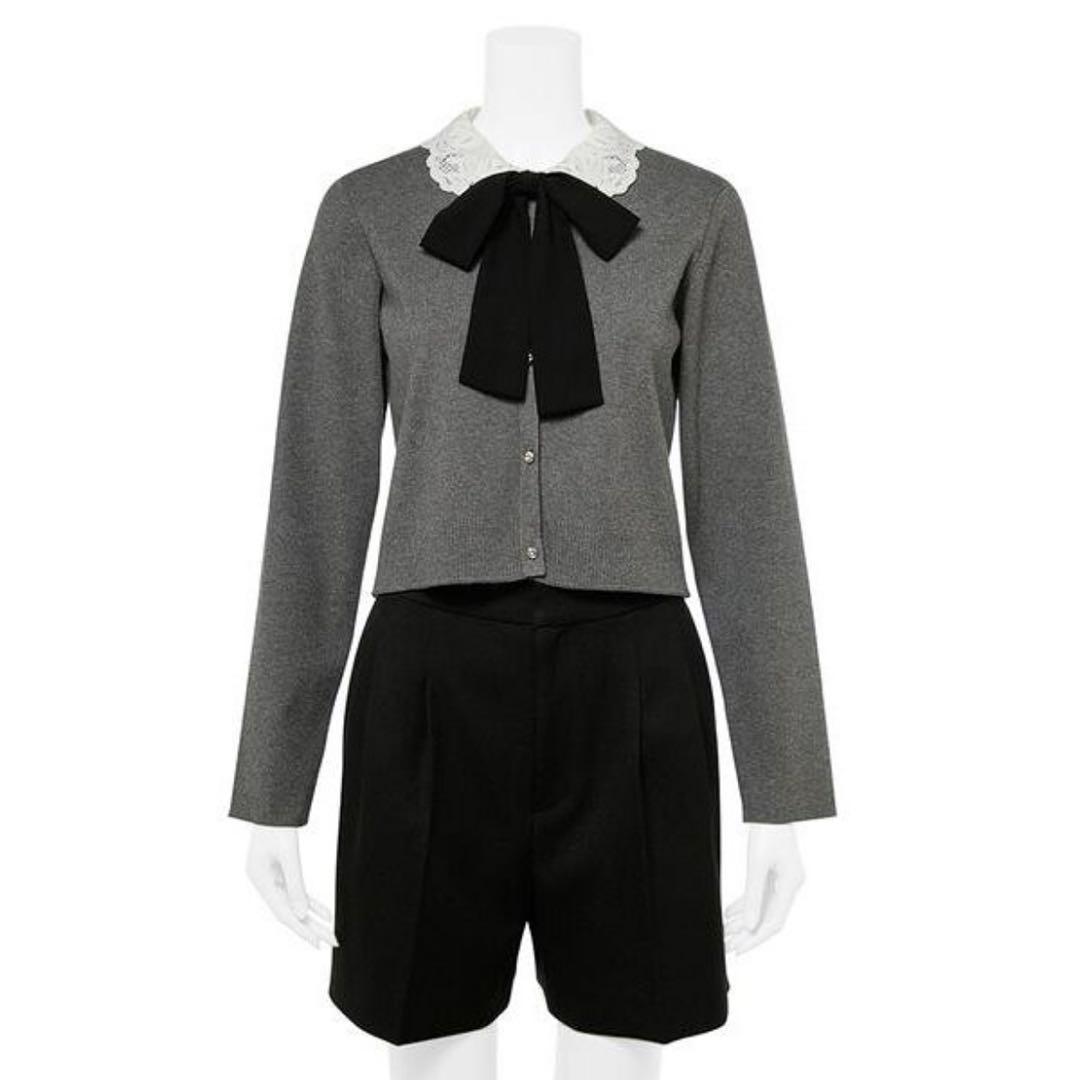 セルフォード 【WEB限定】デタッチャブルレースカラーカーディガン　CGRY