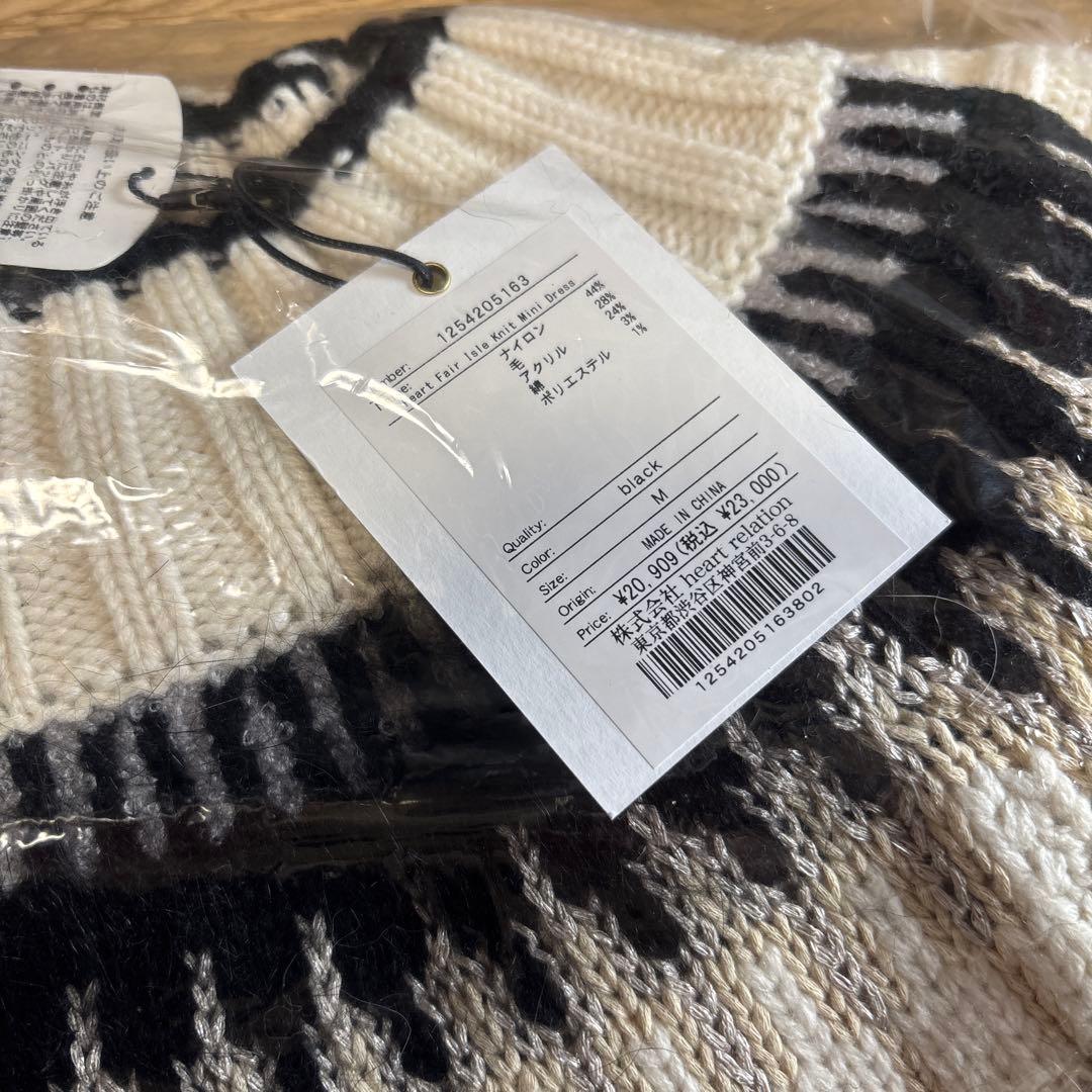 ワンピース Heart Fair Isle Knit Mini Dress M