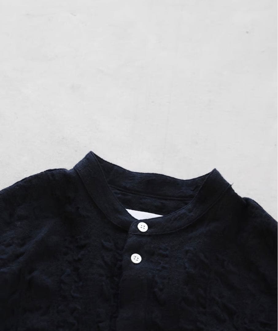 HUIS×尾州◆縮絨綿ウールガーゼ シャツ015&スカートU402◆ブラック