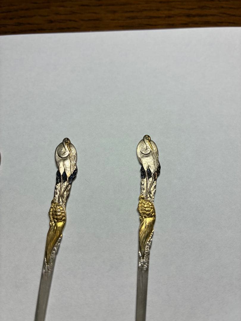 銀製　菓子楊枝　鶴亀　5本セット