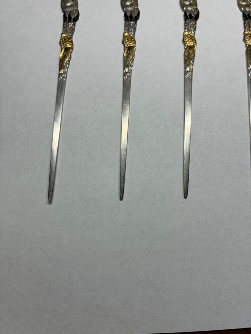 銀製　菓子楊枝　鶴亀　5本セット