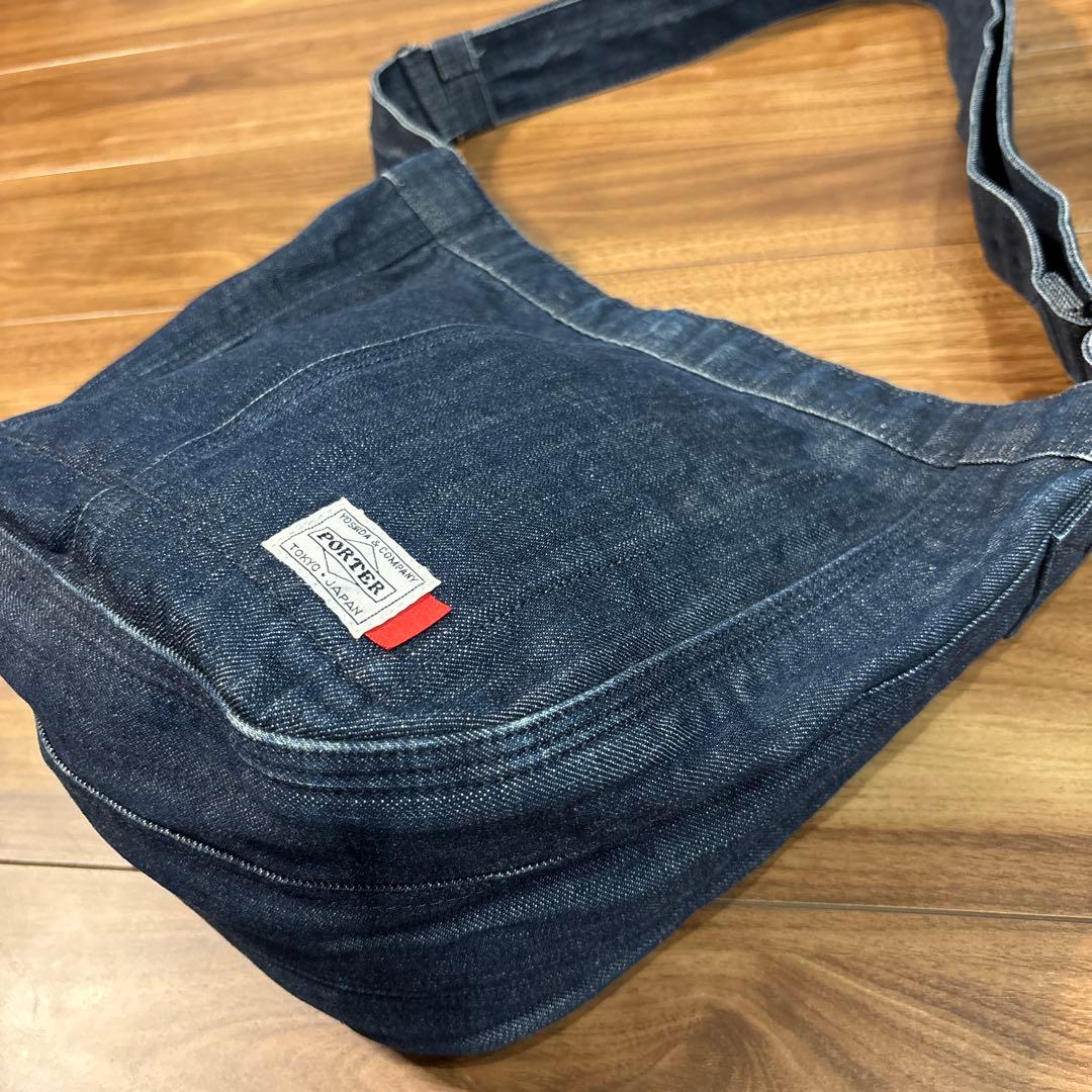 【美品】PORTER ポーター デニムキャンパス ショルダーバッグ リーバイス