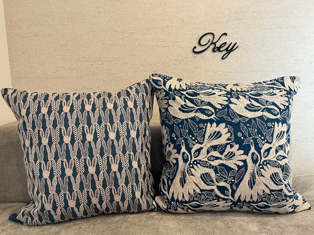 ミナペルホネン　ハンドメイド　クッションカバー★pomppia blue