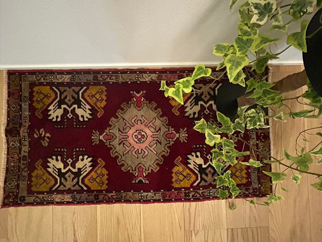 トライバルラグ・トルコヴィンテージラグ・ウール約96×48cm