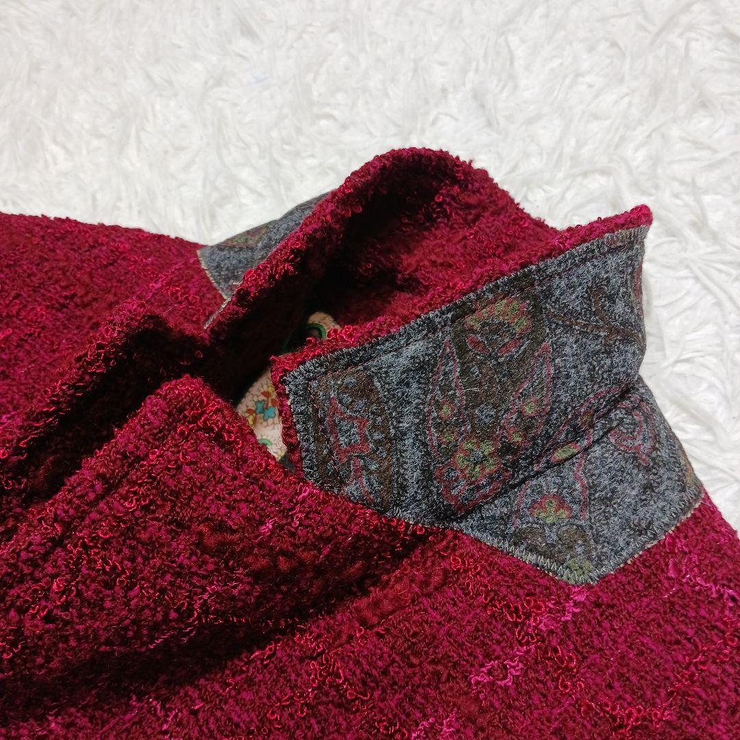 ✨美品✨近年モデル✨42サイズ✨エトロ　ツイードジャケット　ボルドー　ペイズリー