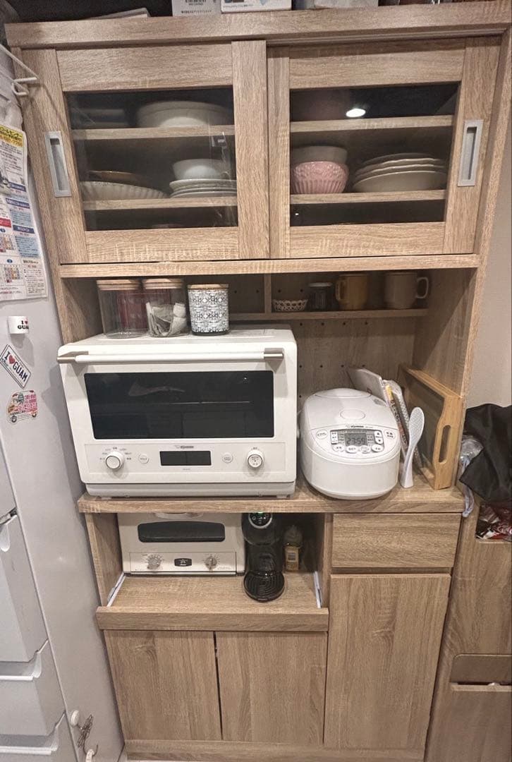 【PEKOPOKO☆】LOWYA 食器棚 レンジ台 幅90cm