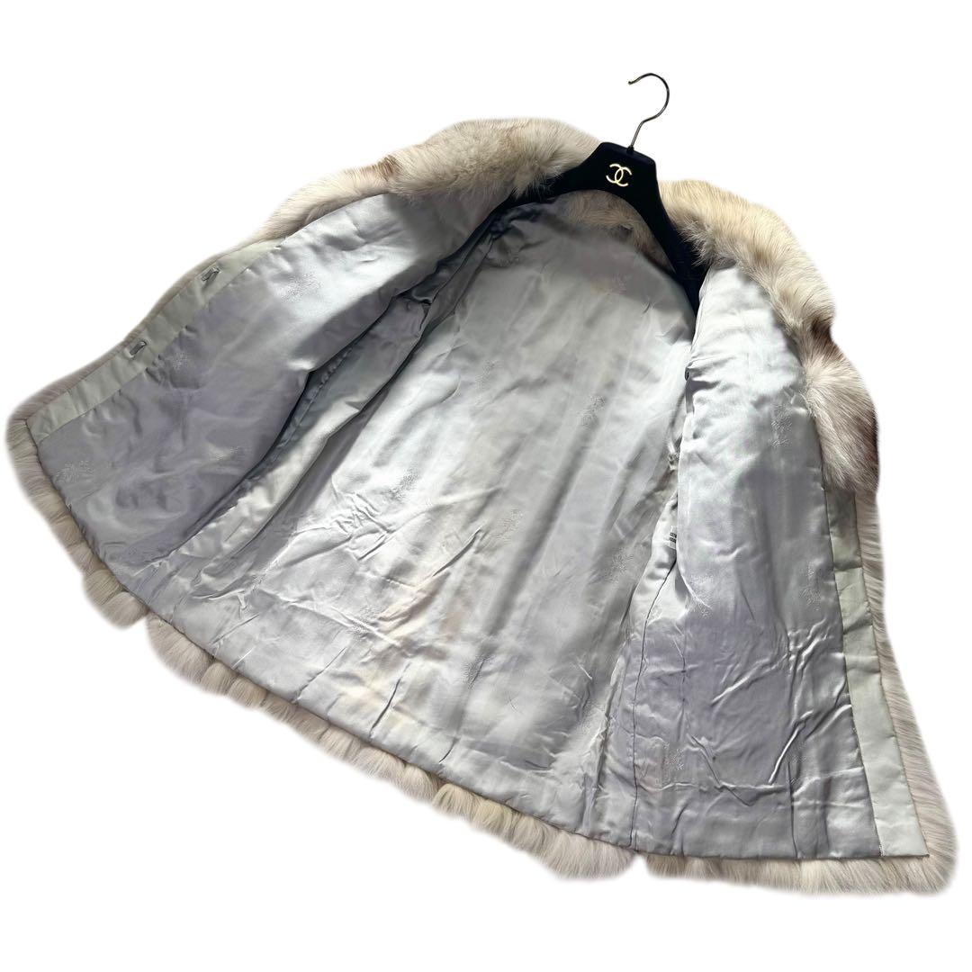 ボリューム◎ブルーフォックス　ファーコート　本毛皮　リアルファー　毛並み良好