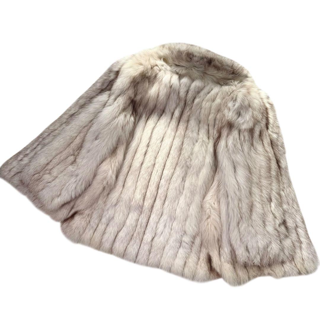 ボリューム◎ブルーフォックス　ファーコート　本毛皮　リアルファー　毛並み良好