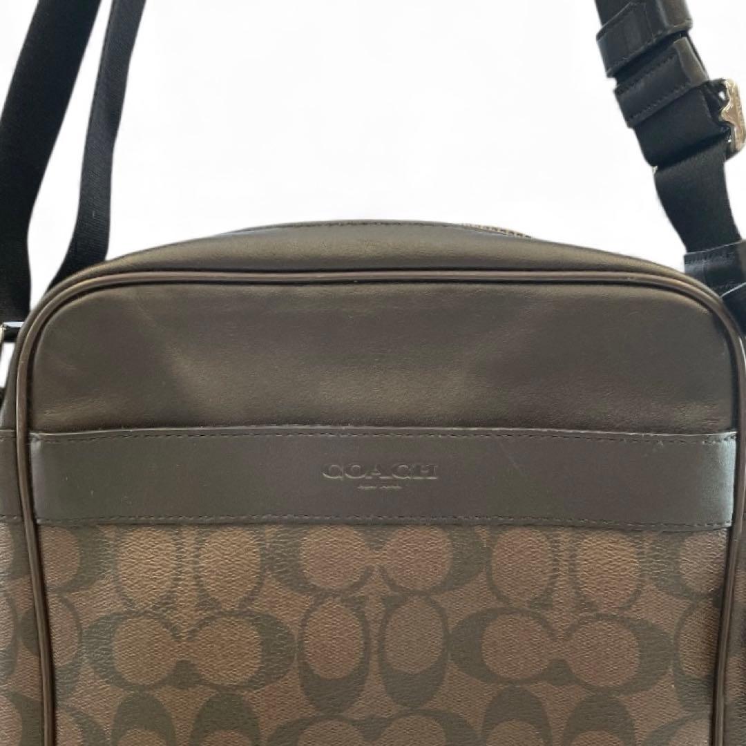 【未使用級】COACH　コーチ　ダークブラウン　ショルダーバッグ　シグネチャー