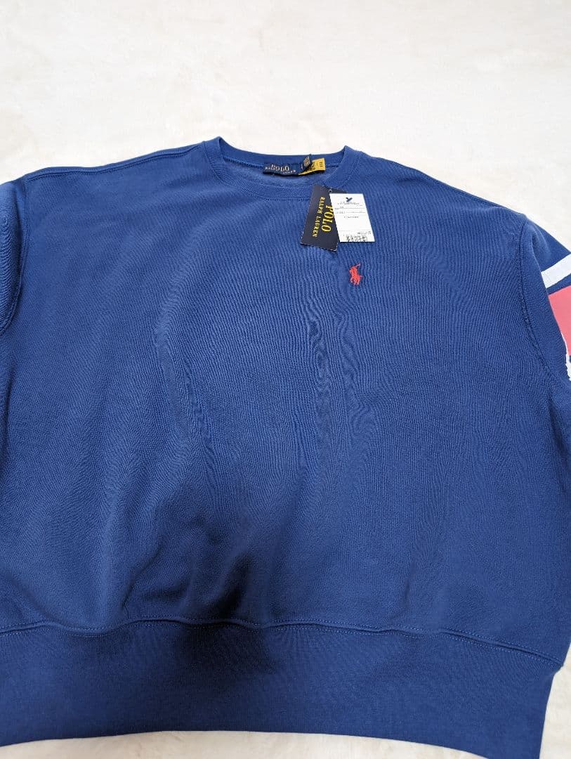 【未使用】ラルフローレン　ロゴ　刺繍　スエット　トレーナー　青　ビッグロゴ