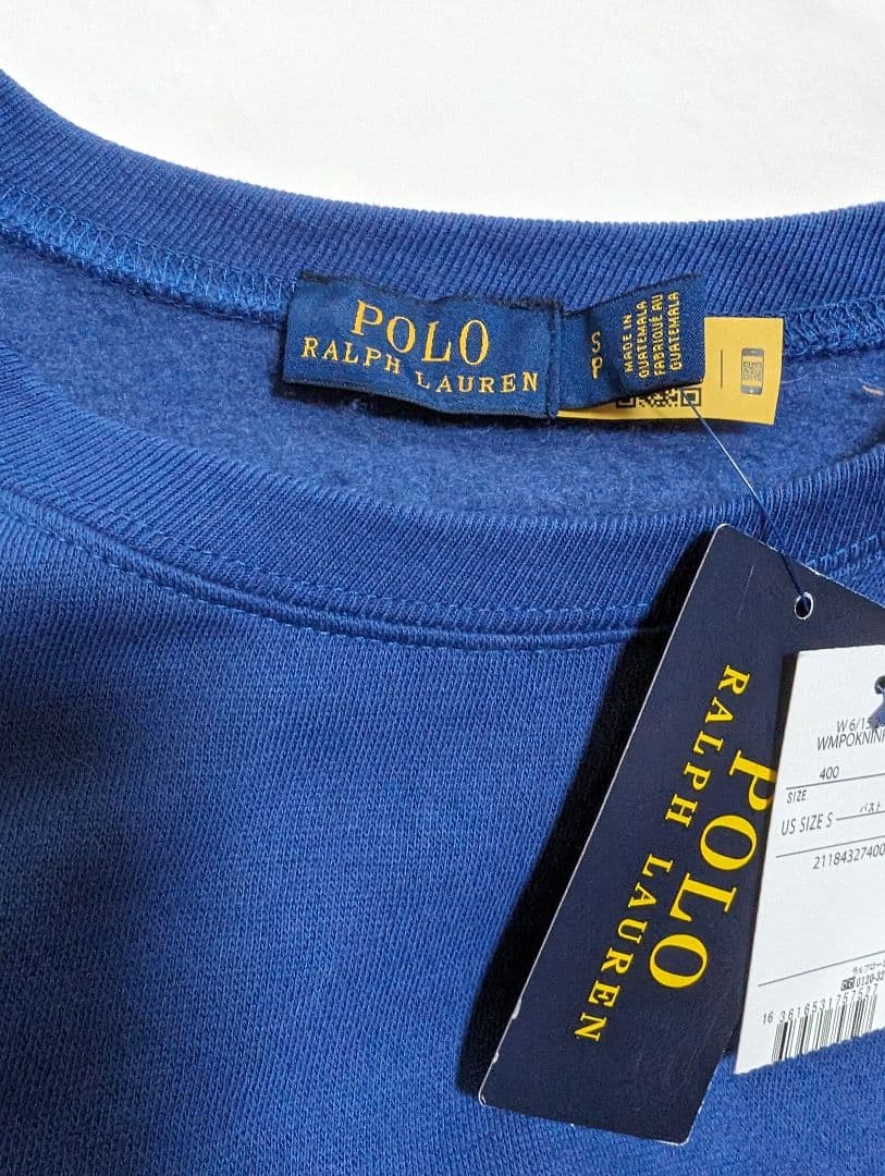 【未使用】ラルフローレン　ロゴ　刺繍　スエット　トレーナー　青　ビッグロゴ