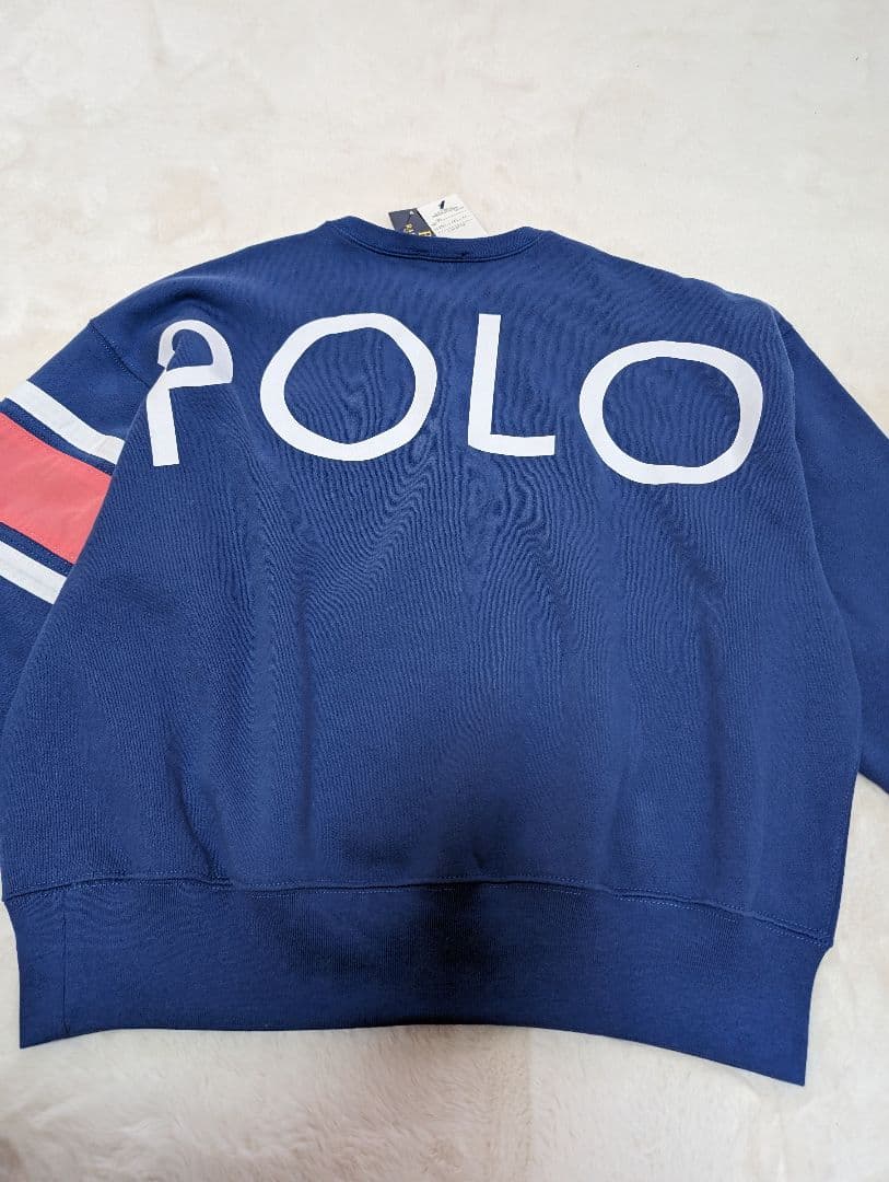 【未使用】ラルフローレン　ロゴ　刺繍　スエット　トレーナー　青　ビッグロゴ