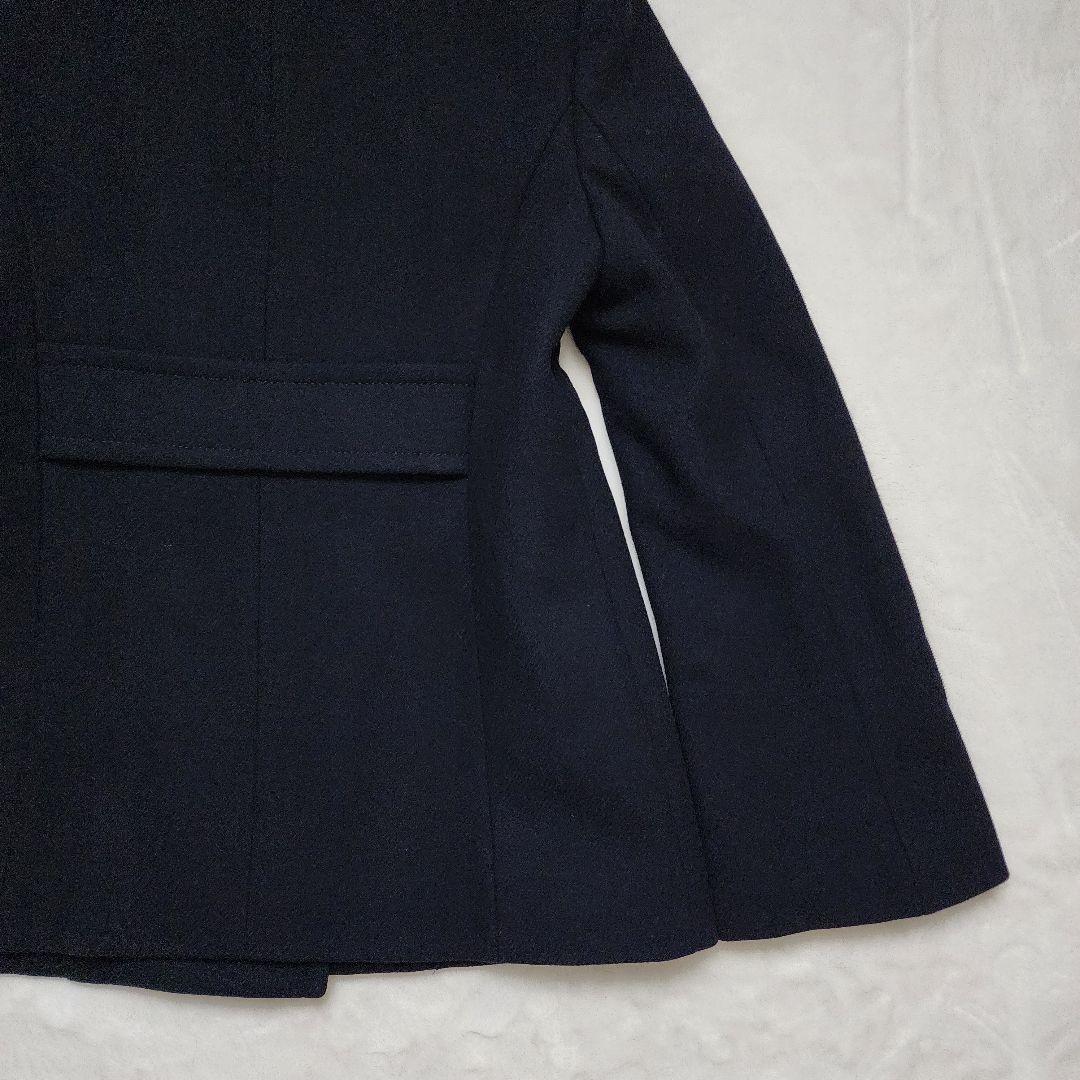 ICB 高級 カシミヤ コート ダブルブレスト 金ボタン フード Aライン 濃紺