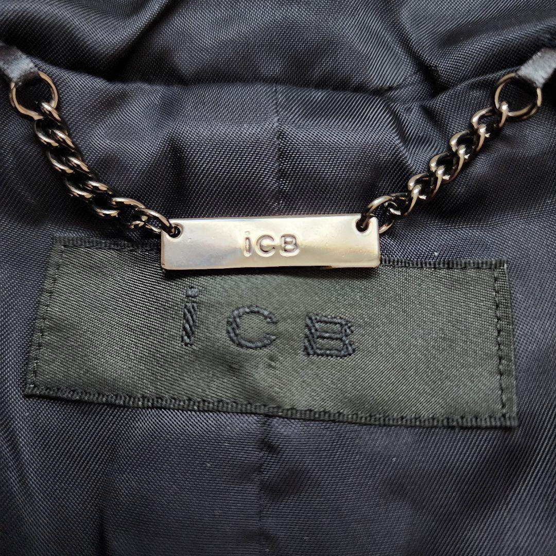 ICB 高級 カシミヤ コート ダブルブレスト 金ボタン フード Aライン 濃紺