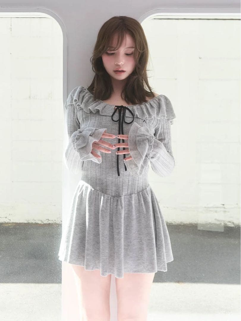 新品ANDMARY Hana knit mini dress
