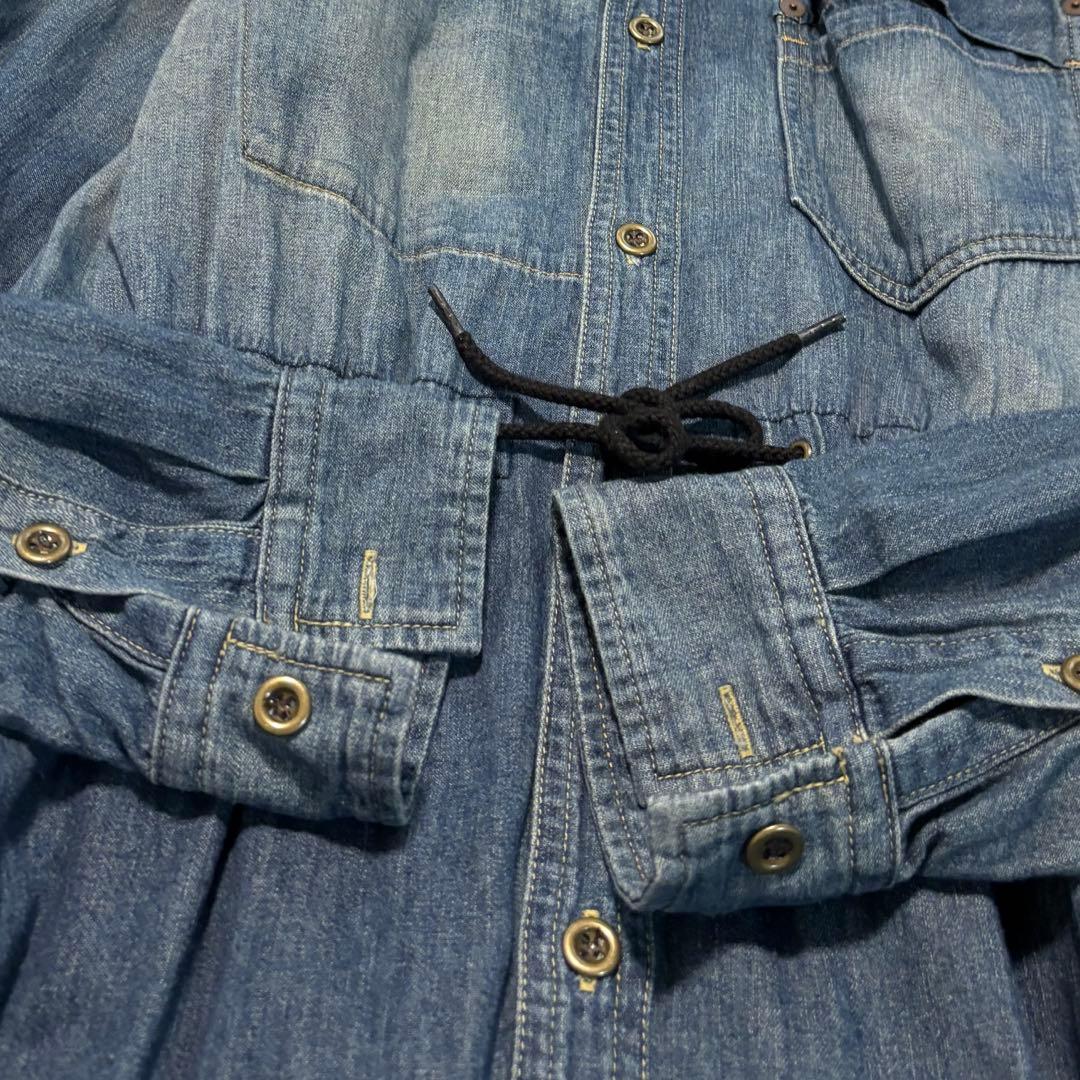 ジョンブル　アシンメトリーワークシャツドレス　デニムシャツワンピース　完売品