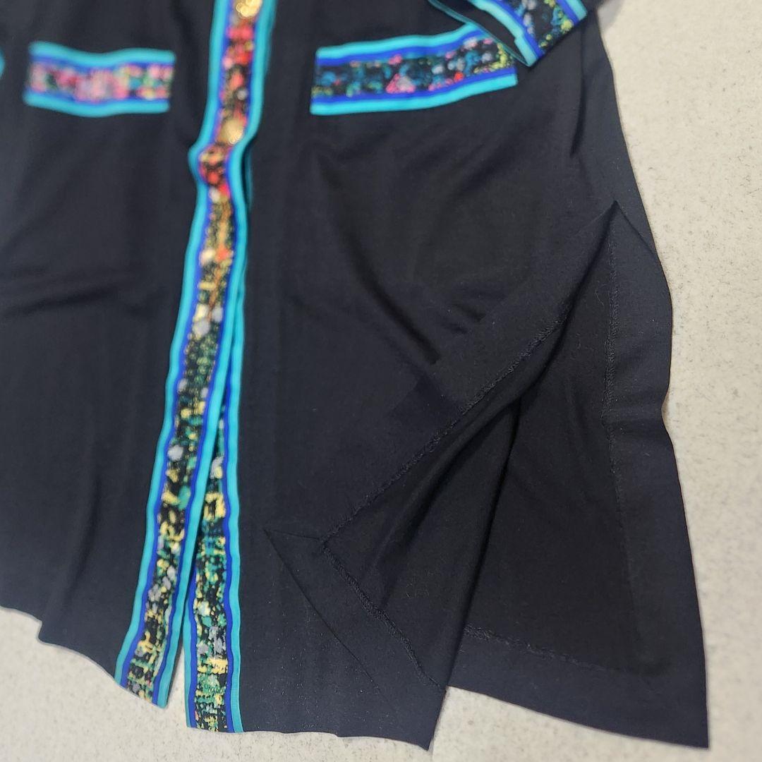 【大きいサイズL】レオナール カーディガン ワンピース トリム ウール 金ボタン