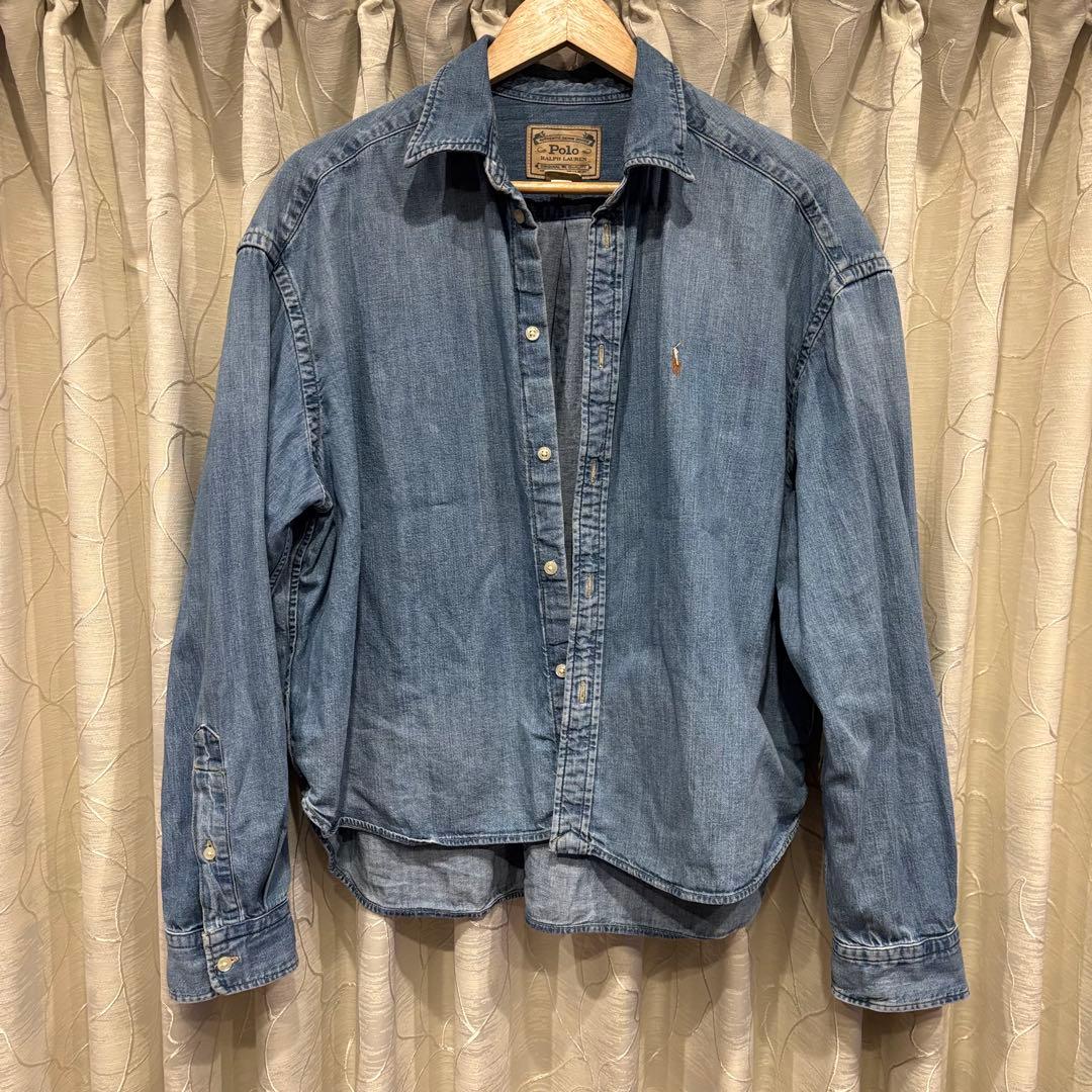 【ポロラルフローレン】　ワイドクロップドデニムシャツ　（Mサイズ）