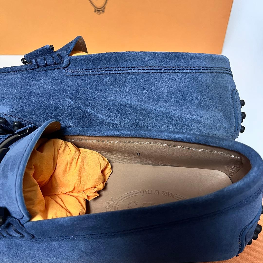 トッズ☆新品☆TOD’s メンズ レザー ゴンミーニ ローファー/ブルー25cm