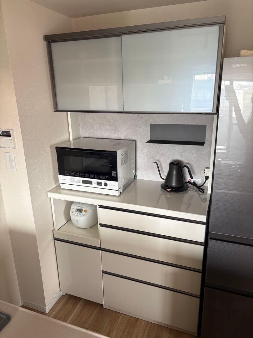 【美品 最終日】PamounaパモウナAS食器棚パールホワイト110cm