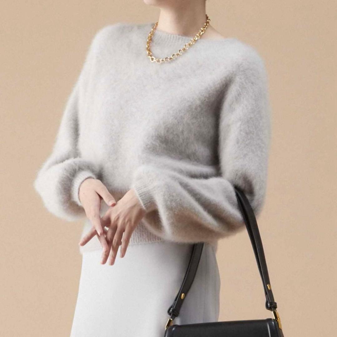 美品　マルティニークFOX2WAYカーディガン　ライトグレー　フォックスカシミア