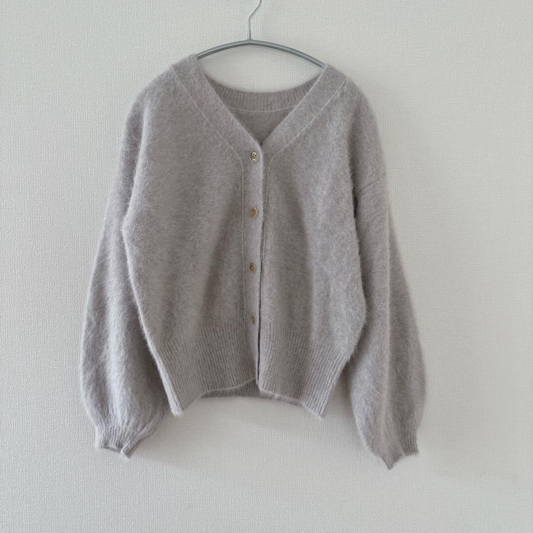 美品　マルティニークFOX2WAYカーディガン　ライトグレー　フォックスカシミア