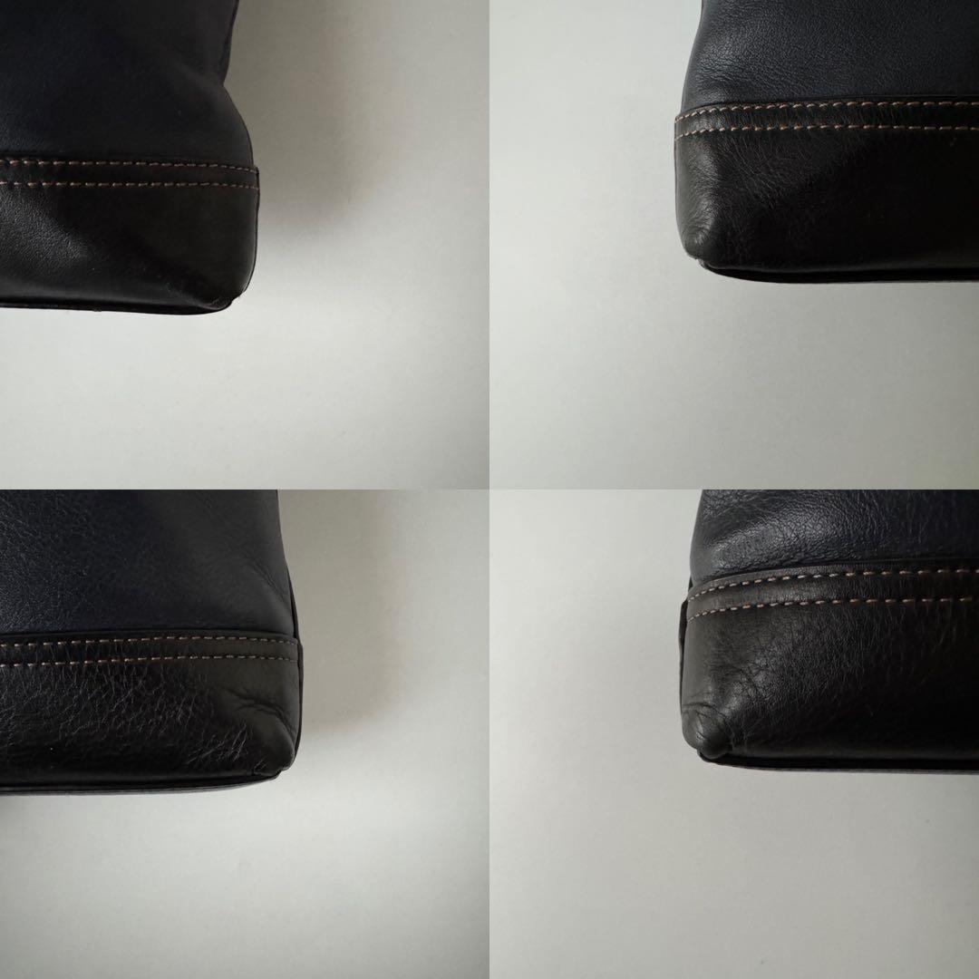 【美品】コーチ バイカラー ショルダーバッグ グラハム レザー 黒色 ネイビー