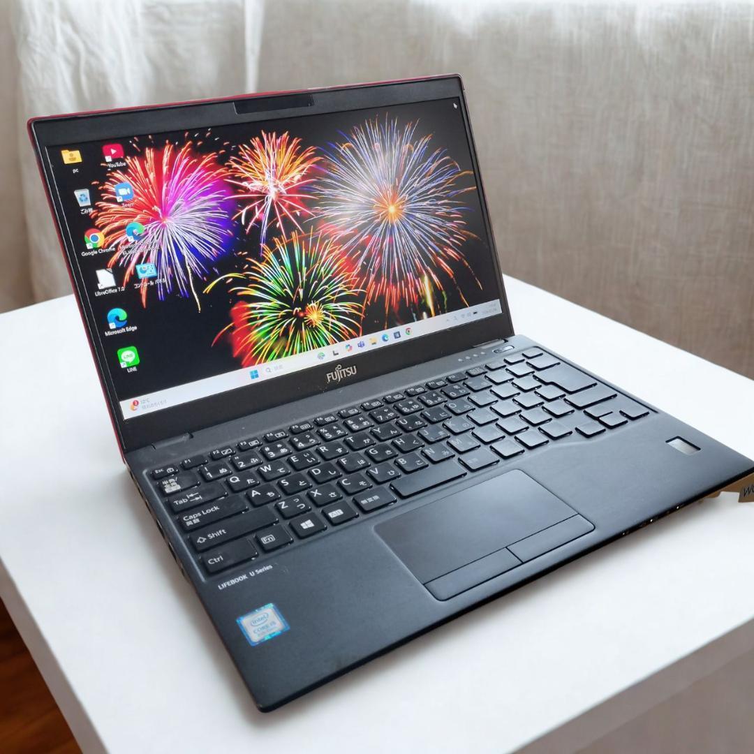 ♥希少レッド♥極軽LIFEBOOK 第8世代i5 8G SSD256G 高性能