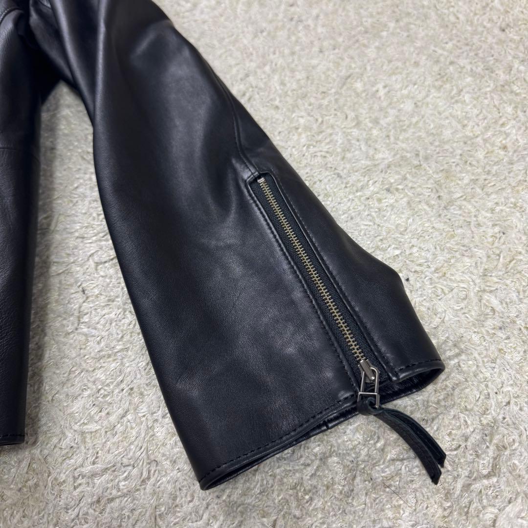 【現行★極美品】アンタイトル ライダースジャケット 羊革 ブラック 44 3L