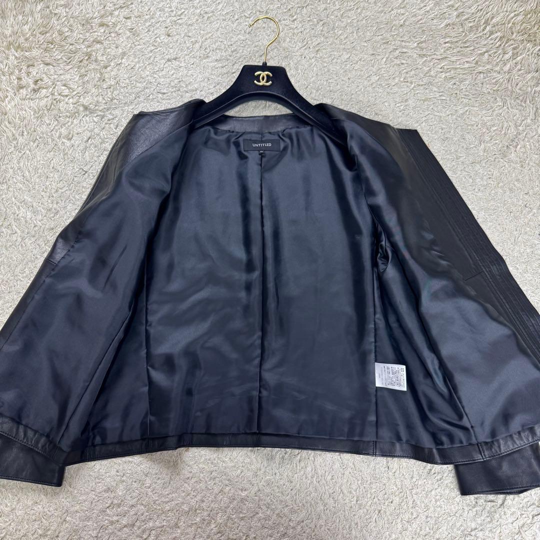 【現行★極美品】アンタイトル ライダースジャケット 羊革 ブラック 44 3L