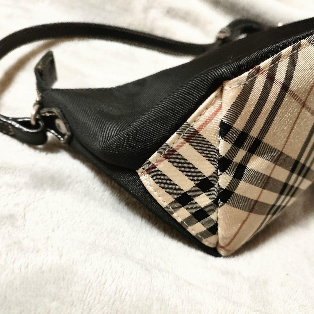 美品 バーバリー ブルーレーベル ハンドバッグ ナイロン ノバチェック ポーチ