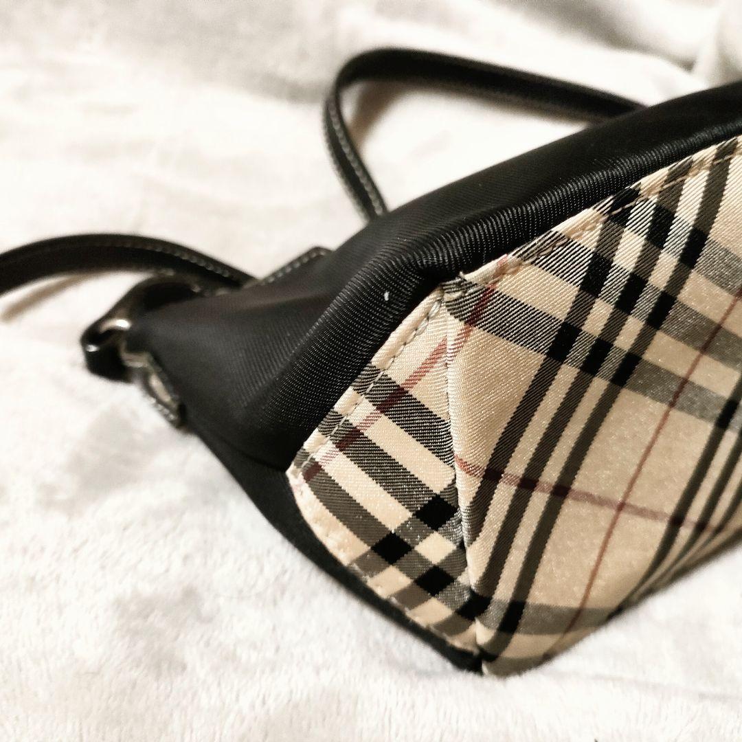美品 バーバリー ブルーレーベル ハンドバッグ ナイロン ノバチェック ポーチ