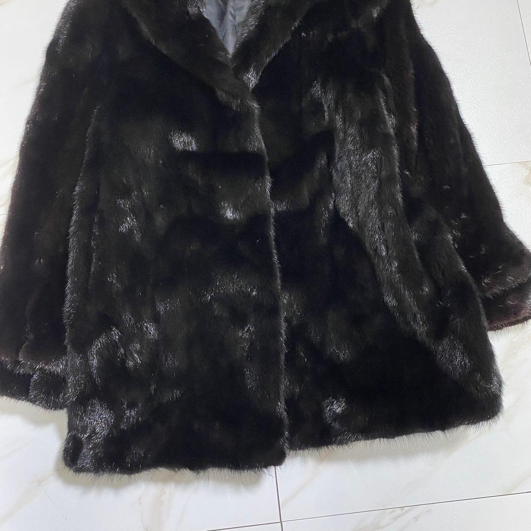 美品♡サガミンク 銀サガ 高級毛皮 ミンクコート 大きめ フリーサイズ ミドル丈