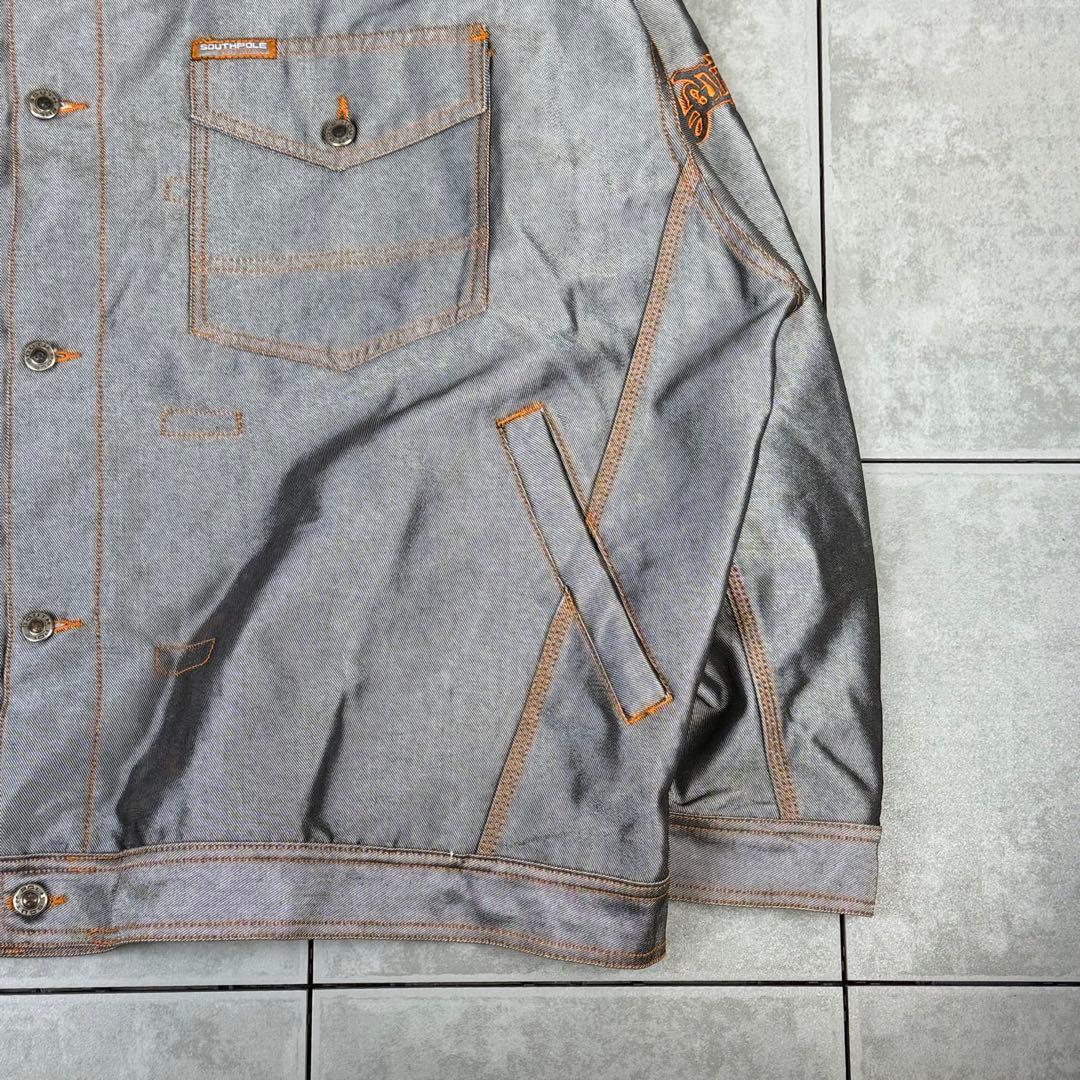 希少 90s SOUTHPOLE オーバーサイズ シルバー デニムジャケット
