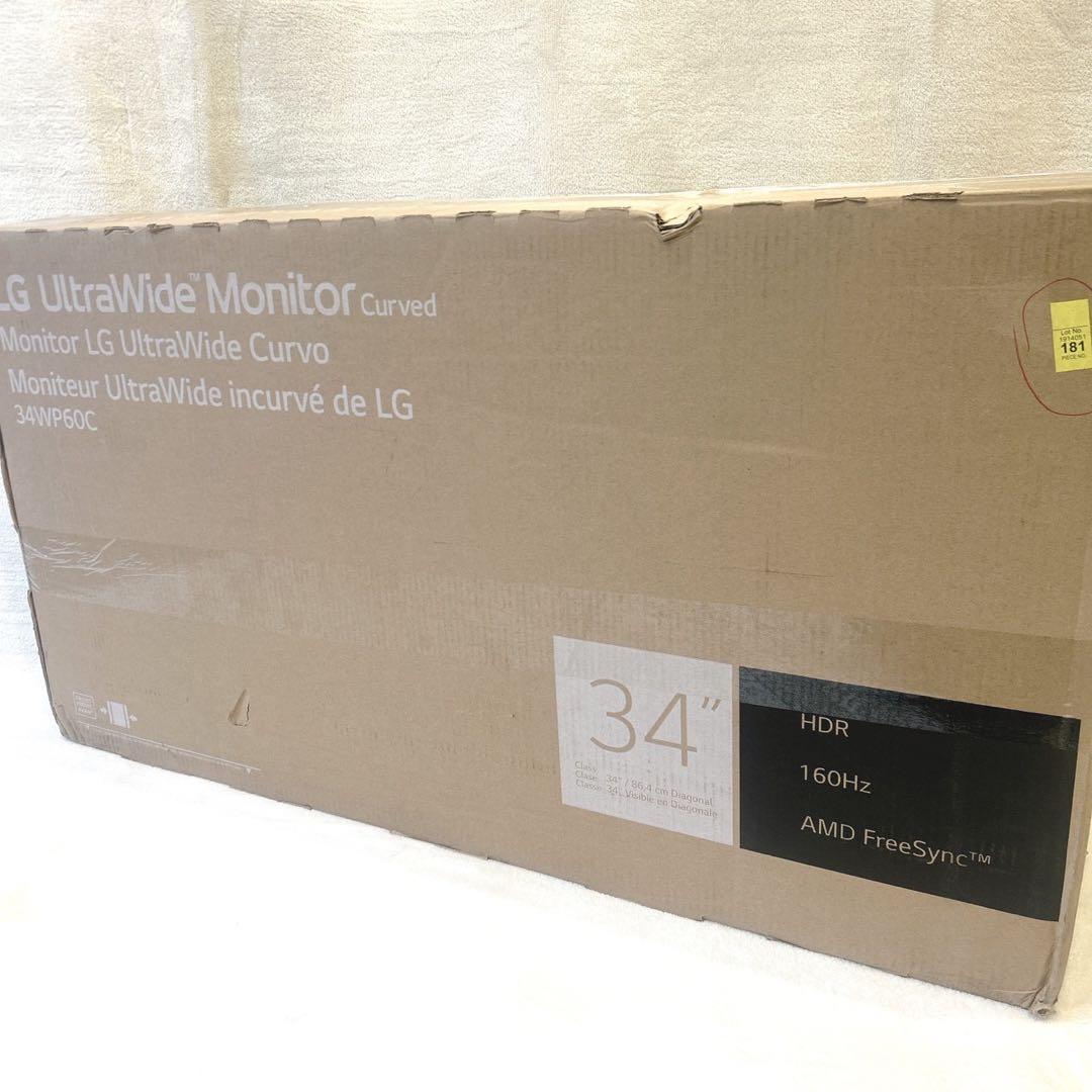 未使用級　LG 34インチ　ゲーミングモニター　34WP60C 本体 曲面