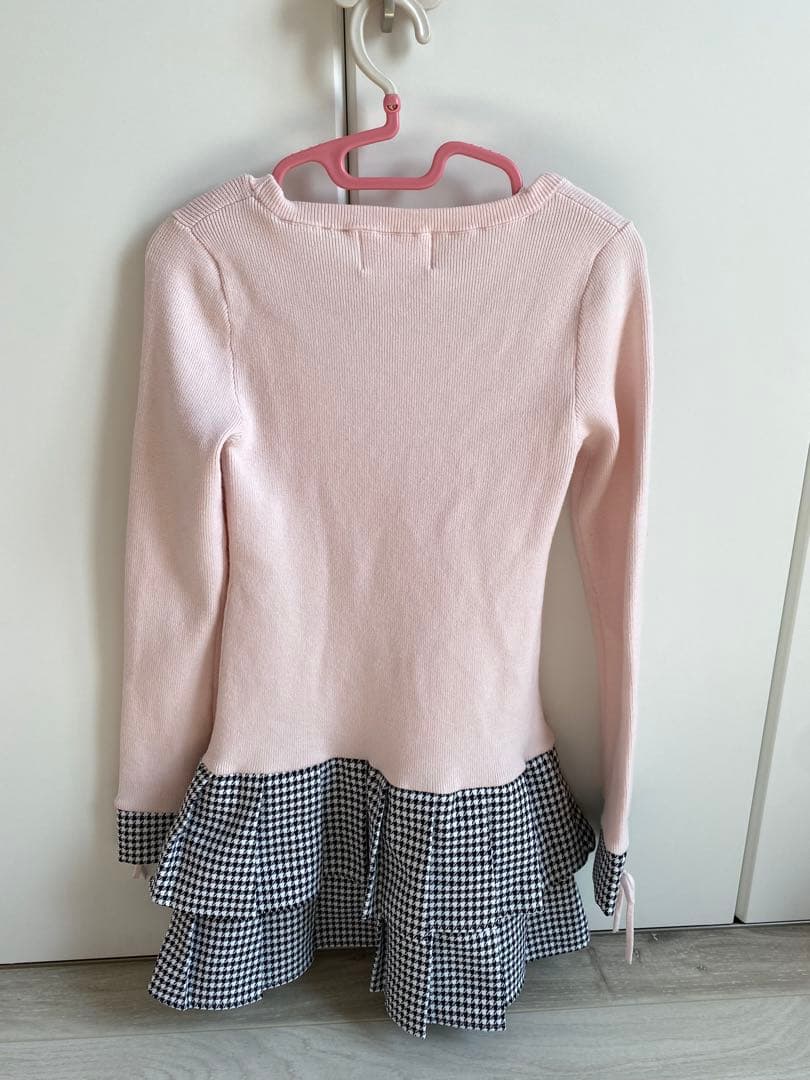 honey mew ハニーミュウ 千鳥プリーツドッキングワンピース＊ピンク