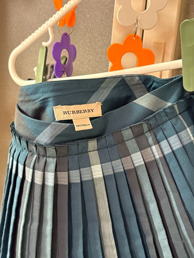 BURBERRY プリーツスカート 青系 チェック柄
