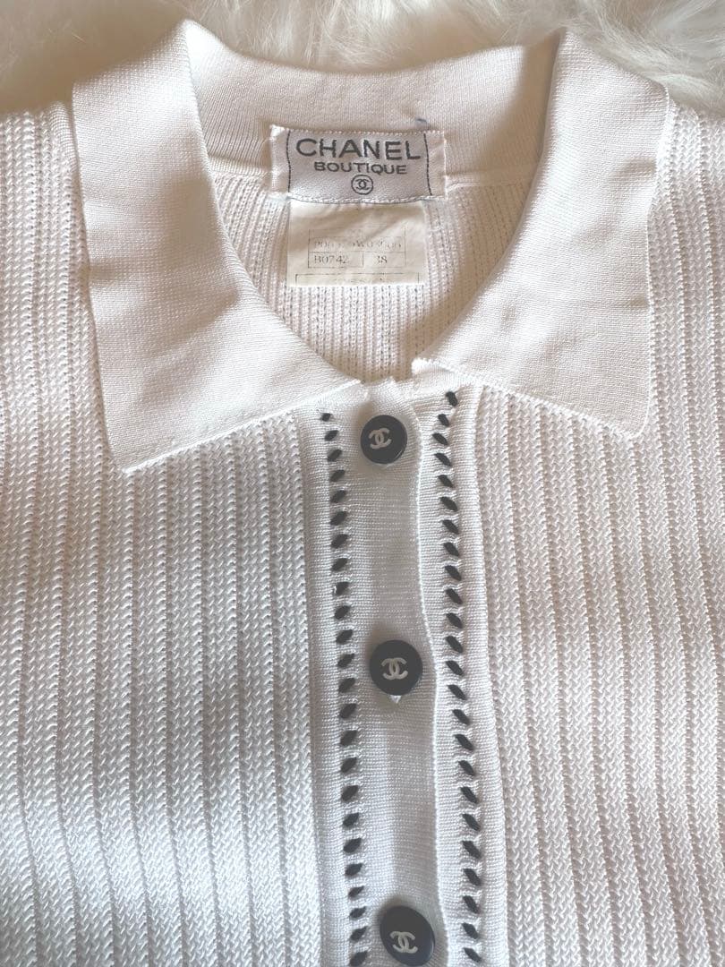 カ*ル様 CHANEL 半袖ポロシャツ ホワイト 38