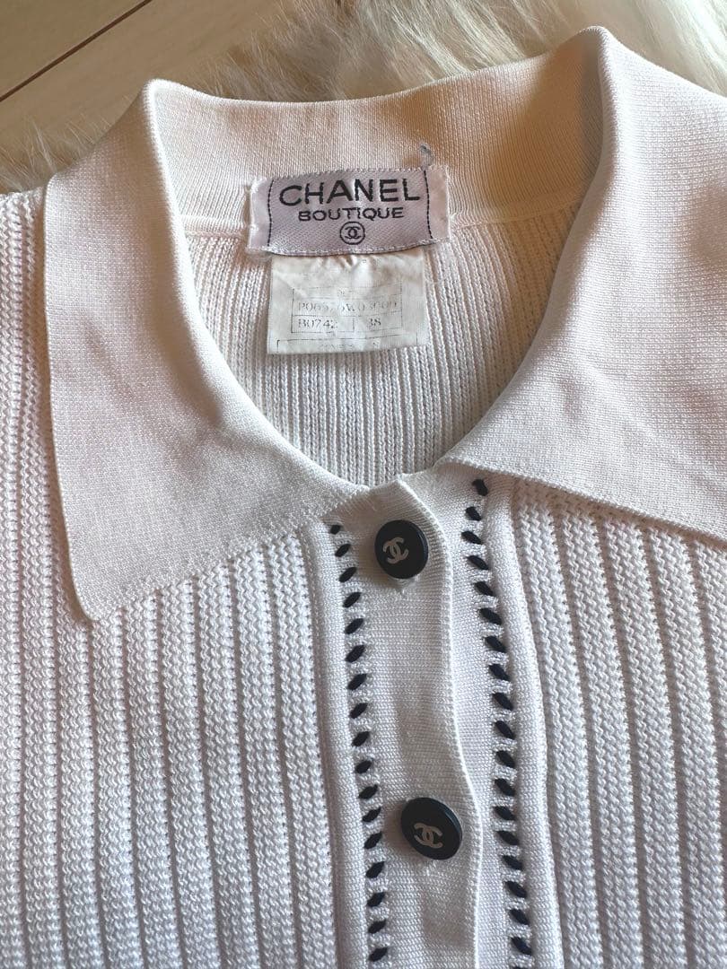 カ*ル様 CHANEL 半袖ポロシャツ ホワイト 38