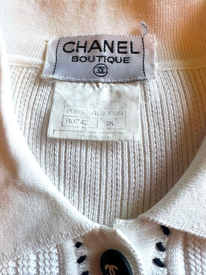 カ*ル様 CHANEL 半袖ポロシャツ ホワイト 38
