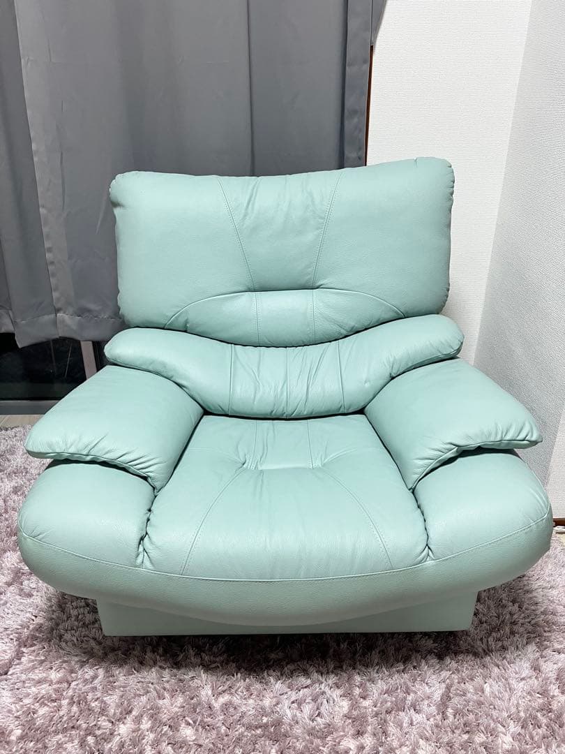 ミントグリーン リクライニング 1人掛け回転ソファ
