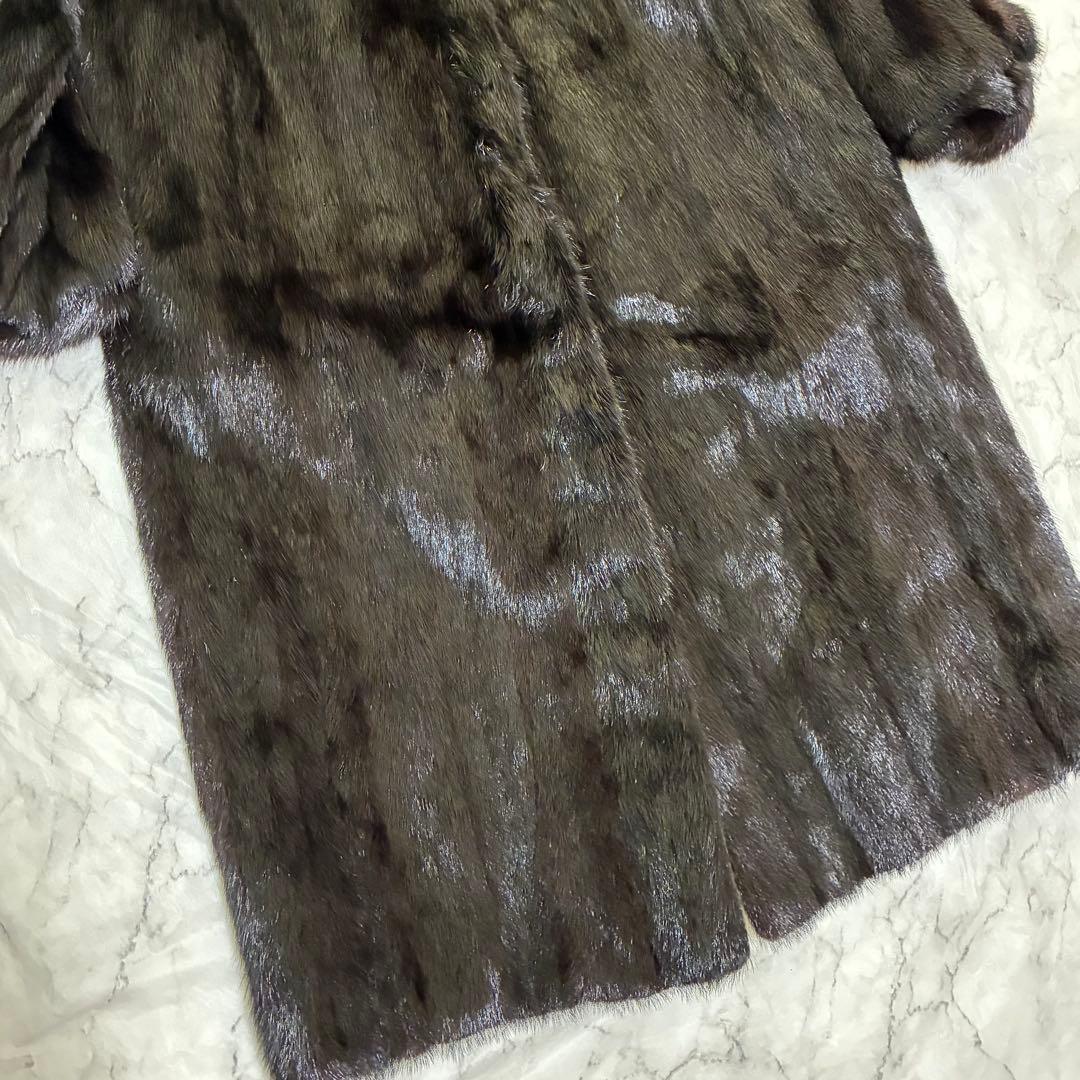 毛皮 リアルファー ロング コート 黒 ブラック