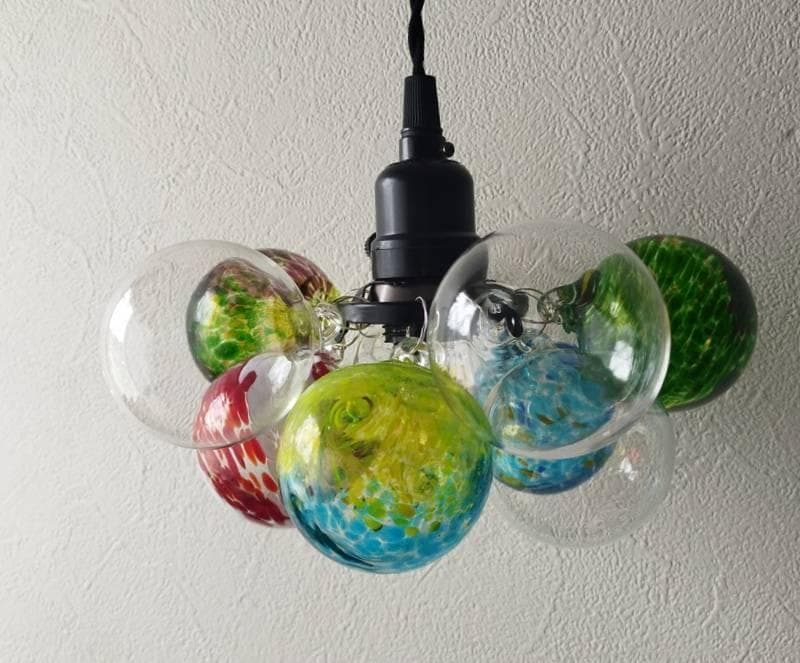 【L】昭和レトロなバブルボールガラスペンダントライトカラフルバブルアンティーク系