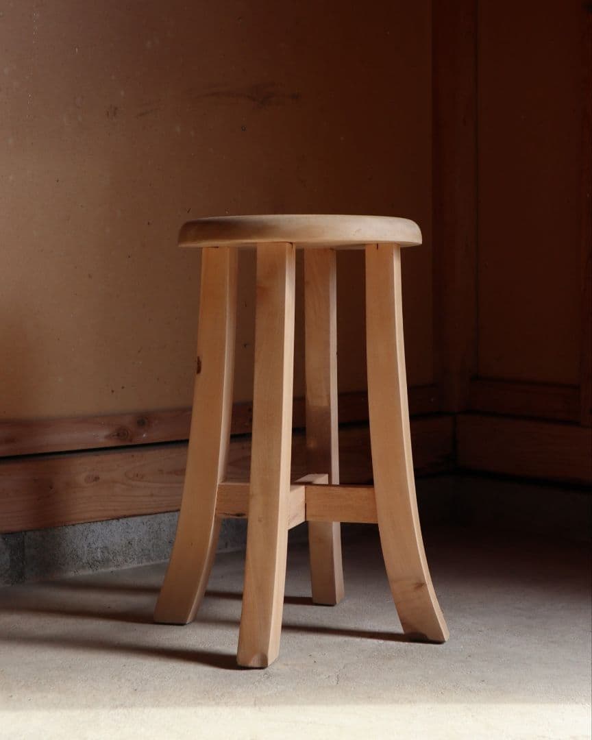最終値下げ　クリーンなブナの丸スツール　古道具 古家具 アンティーク カフェ