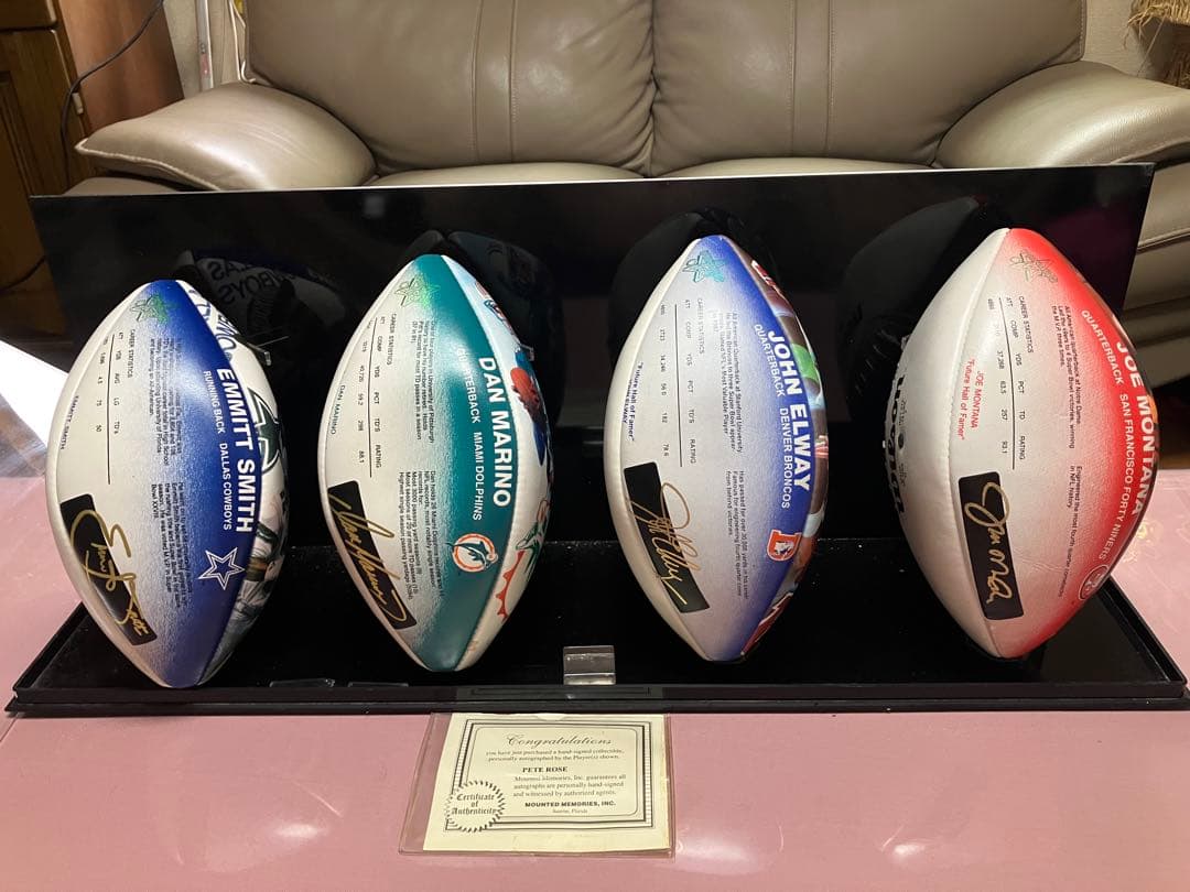 サイン入りフットボールセット 4個　認定証付　NFL アメフト
