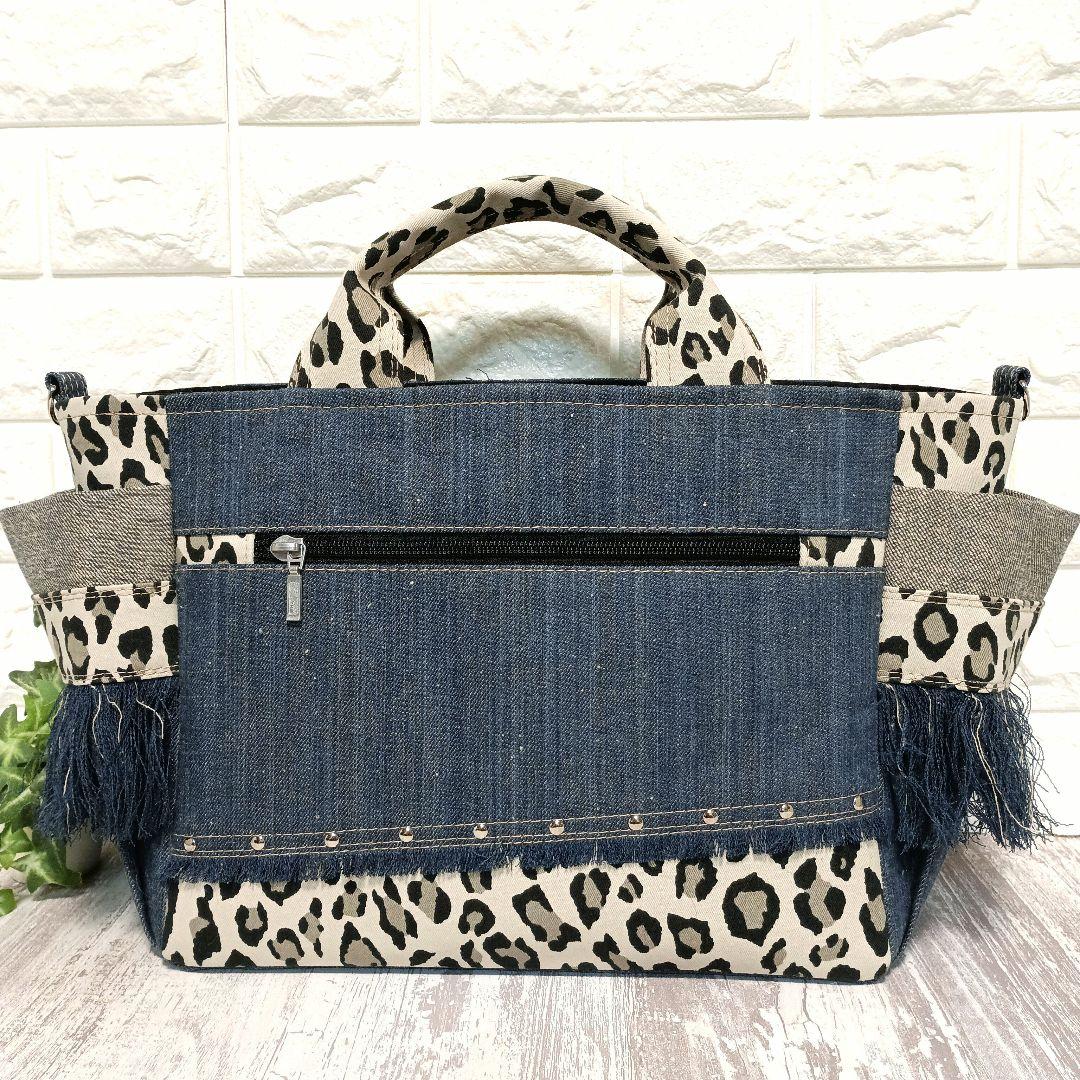 リメイクデニム★サイドフリンジトートバッグM
