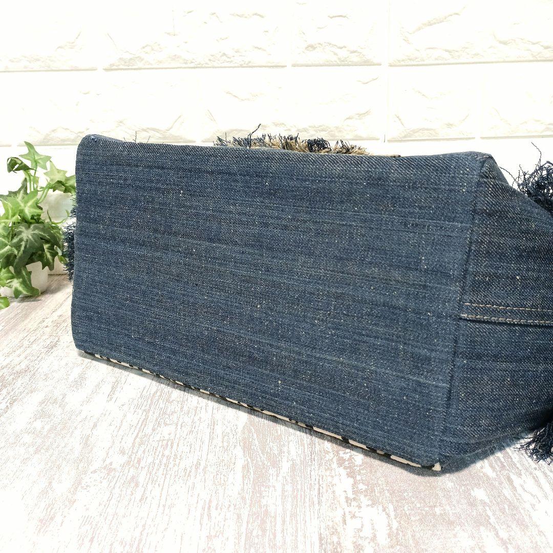 リメイクデニム★サイドフリンジトートバッグM