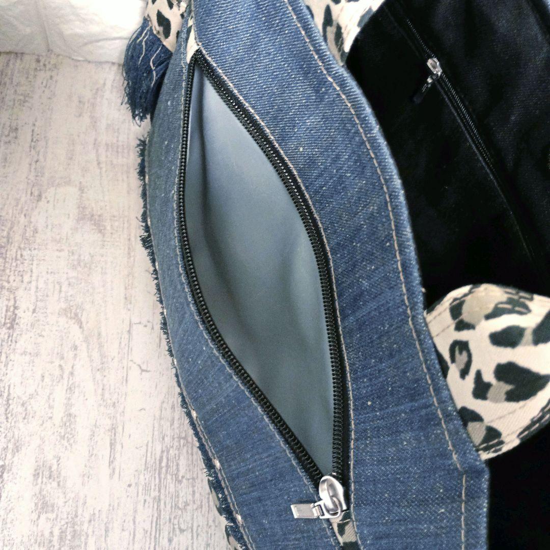 リメイクデニム★サイドフリンジトートバッグM