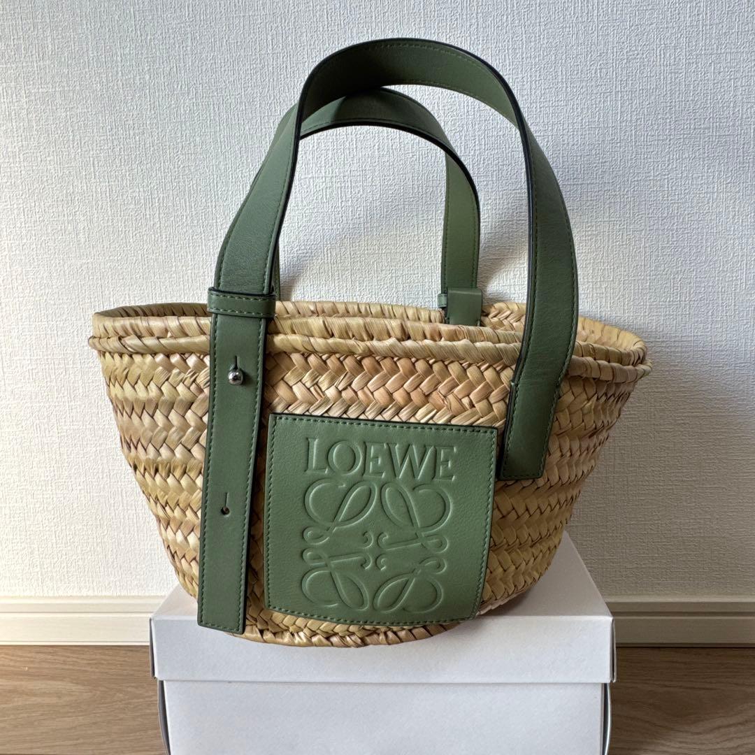【LOEWE】 カゴバッグ カーキ/グリーン